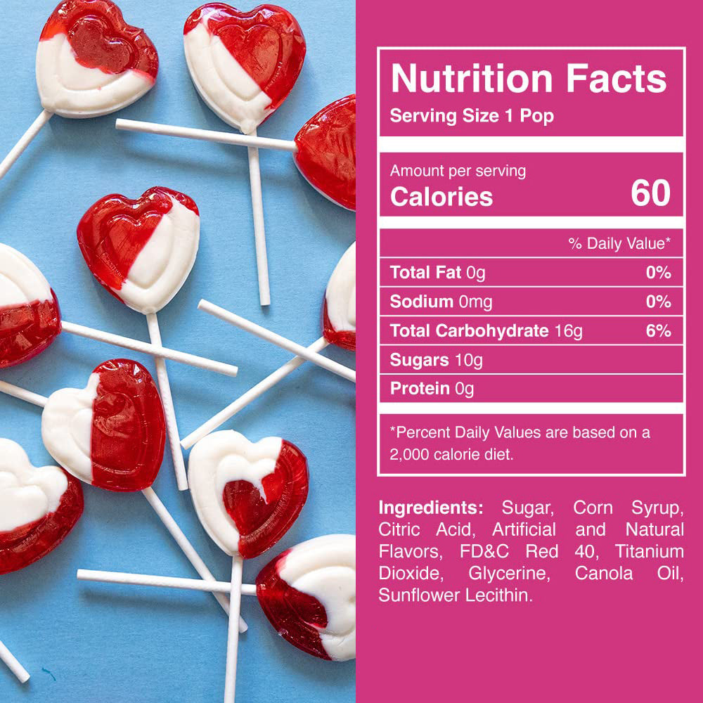 Heart Lollipops, Bulk 18lb Carton